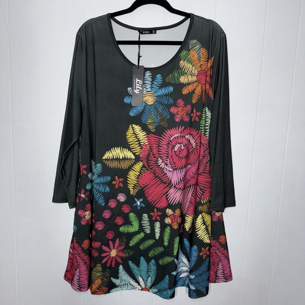 Lily By Firmiana Women’s Floral Tunic Top Size 2XL NWT